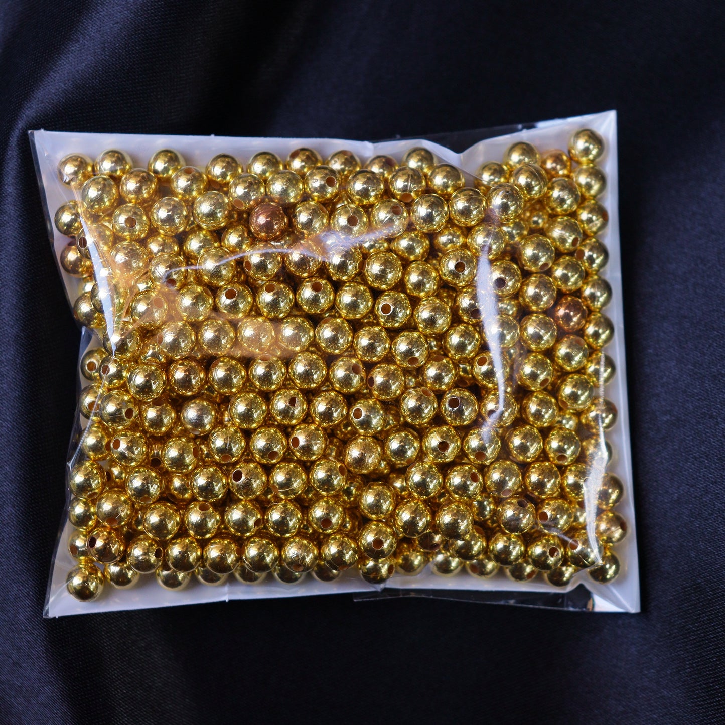 Golden beads combo of 5 different size / 4mm, 5mm, 6mm, 8mm and 10mm/ Pack include 2500pcs (500pcs of each size)