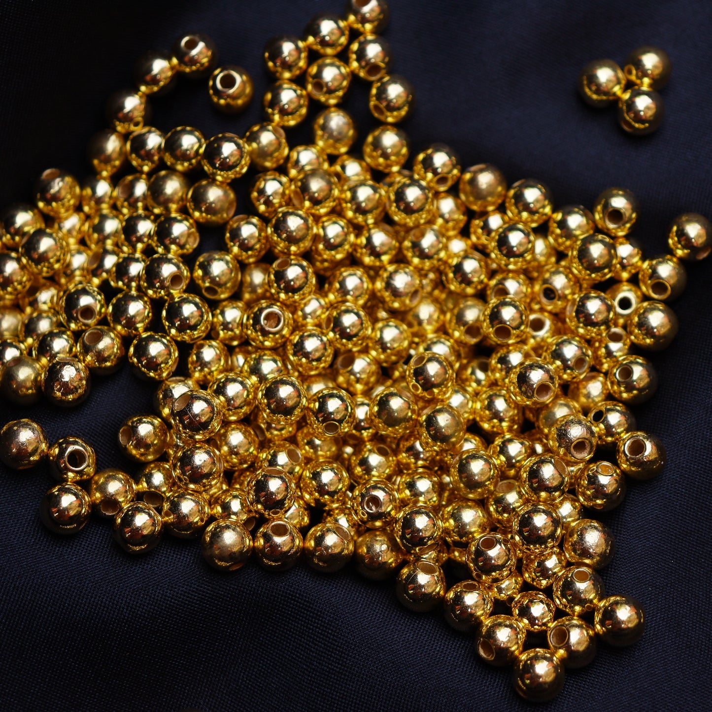Golden beads combo of 5 different size / 4mm, 5mm, 6mm, 8mm and 10mm/ Pack include 2500pcs (500pcs of each size)