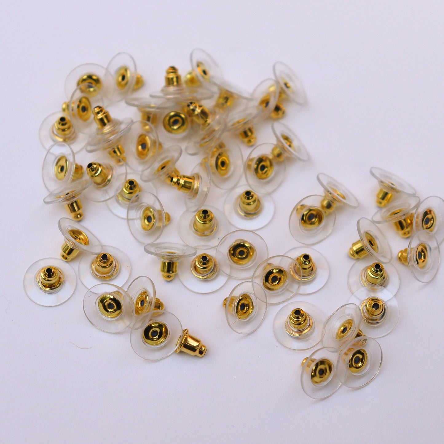Golden Bullet Clutch Earring Backs with Silicone Pad for Jewelry making, Pack of 100pcs