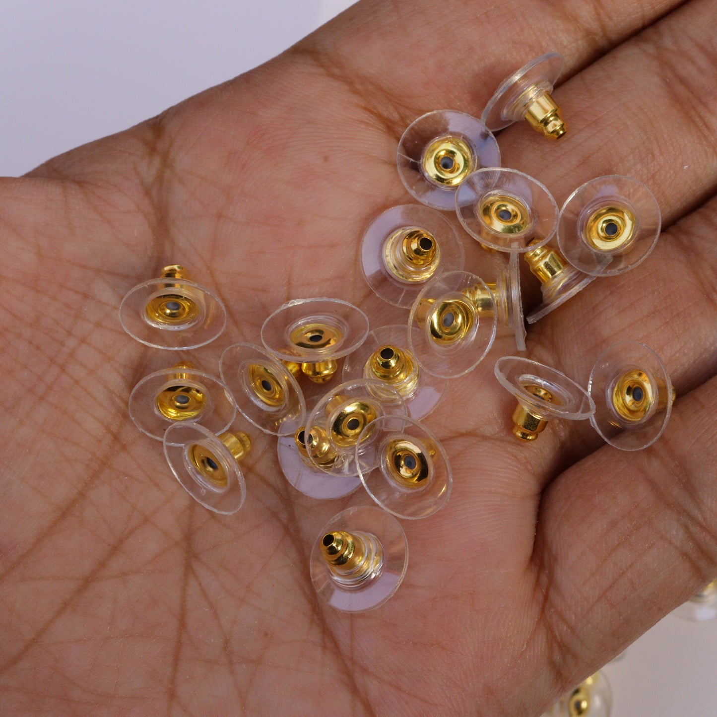 Golden Bullet Clutch Earring Backs with Silicone Pad for Jewelry making, Pack of 100pcs