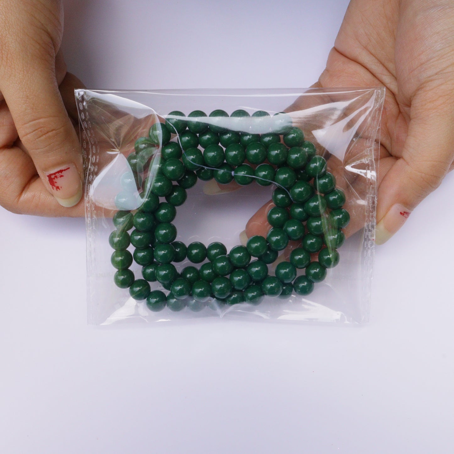 Glass beads of 8mm Light Green and Dark Green beads combo for jewelry making, Each pack contains 100pcs (Total 200pcs)
