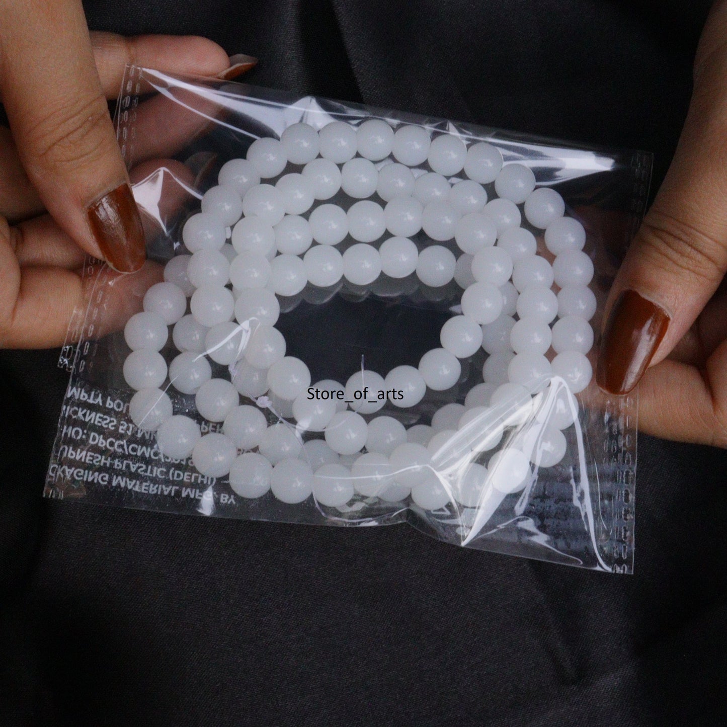 Glass beads of 8mm White and Red beads combo for jewelry making, DIY craft, other decoration items, Each pack contains 100pcs (Total 200pcs)
