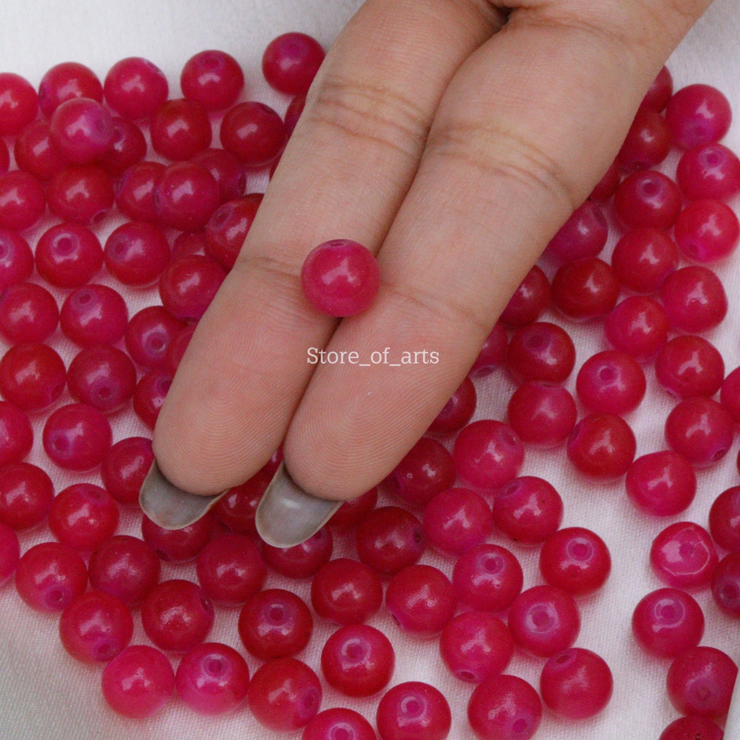 Glass beads of 8mm Light Green and Dark Pink beads combo for jewelry making, Each pack contains 100pcs (Total 200pcs)