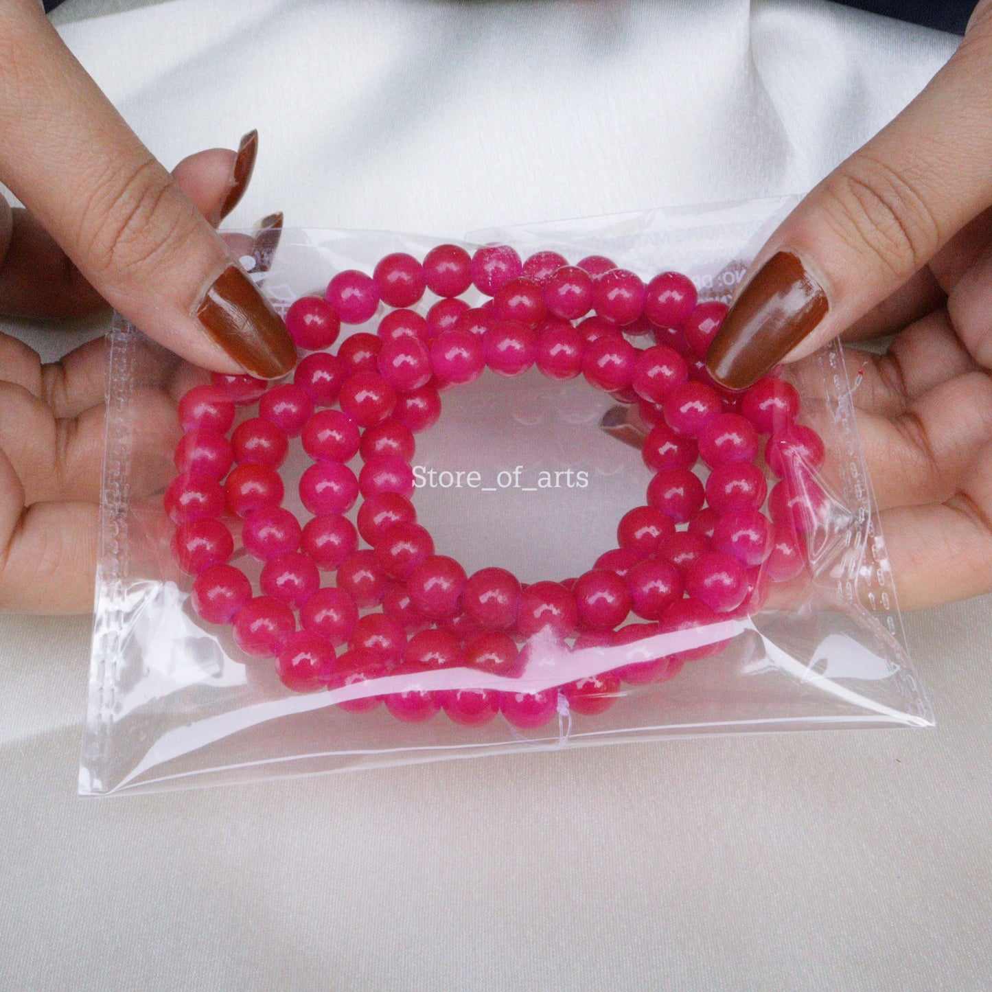 Glass beads of 8mm Light Green and Dark Pink beads combo for jewelry making, Each pack contains 100pcs (Total 200pcs)