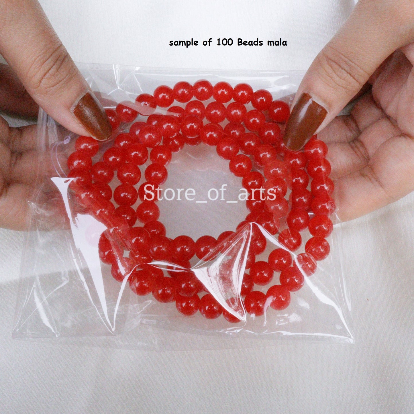 Glass beads of 8mm Light Green and Red beads combo for jewelry making, Each pack contains 100pcs (Total 200pcs)