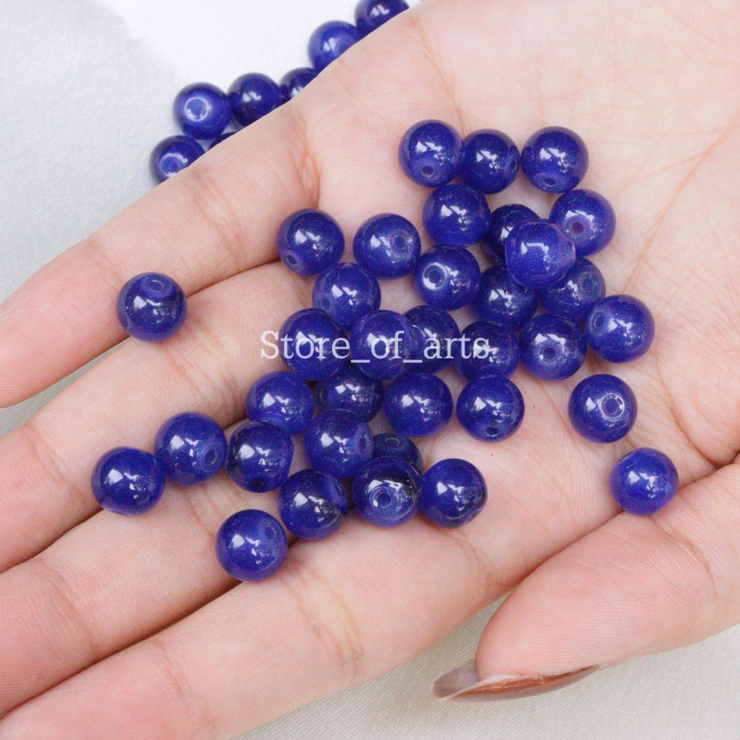 Glass Beads Dark Blue 8mm Round for Jewelry Making, 500gm approx. 800 beads