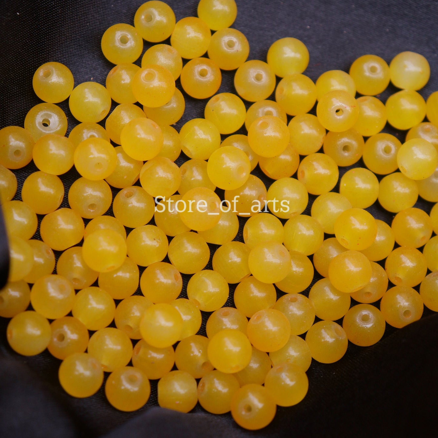 Yellow Glass Beads of 8mm for jewelry making, DIY craft and many more.