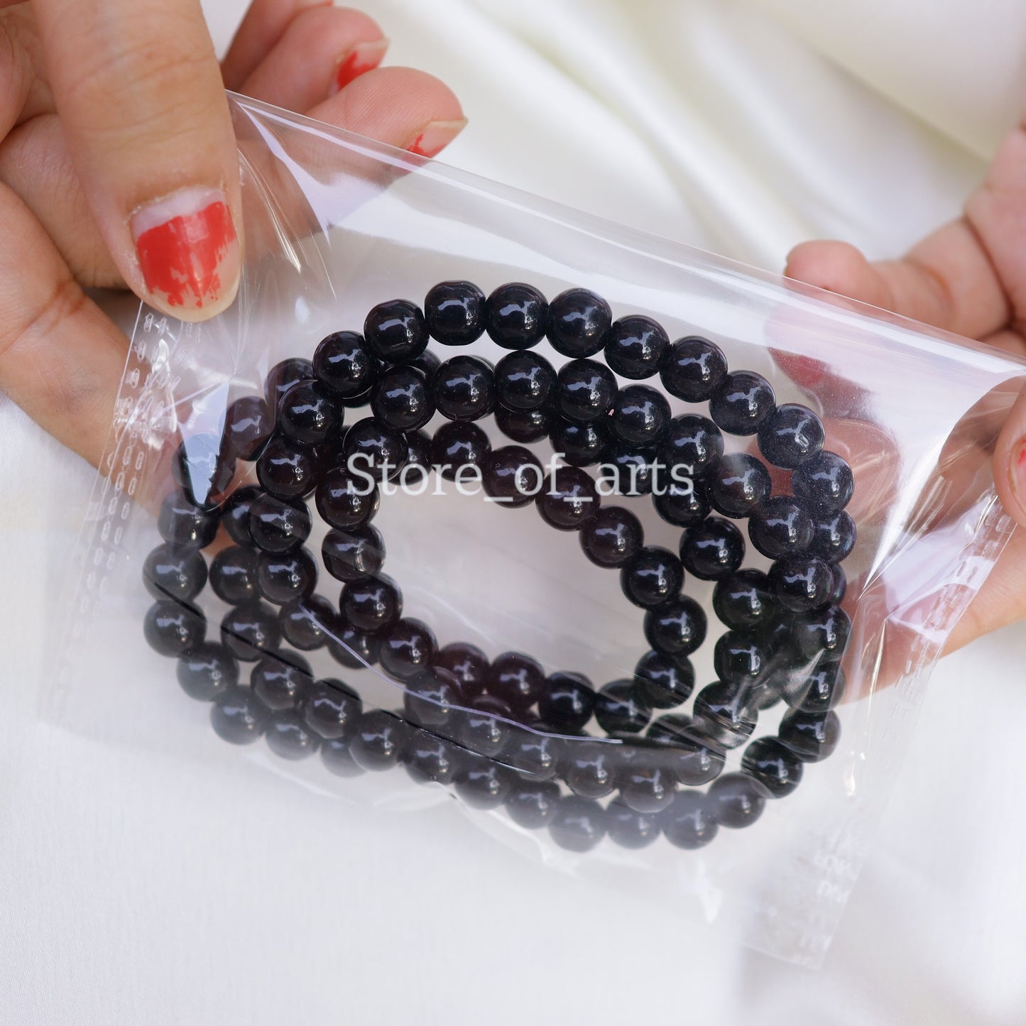 Glass beads of 8mm White and Black beads combo for jewelry making, Each pack contains 100pcs (Total 200pcs)