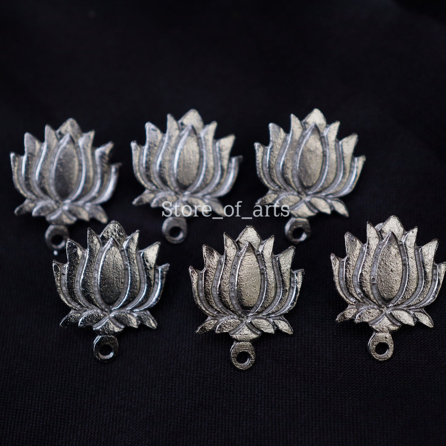Oxidized Lotus studs for earrings making/ earrings making studs, Pack of 10 pairs (20 pcs)