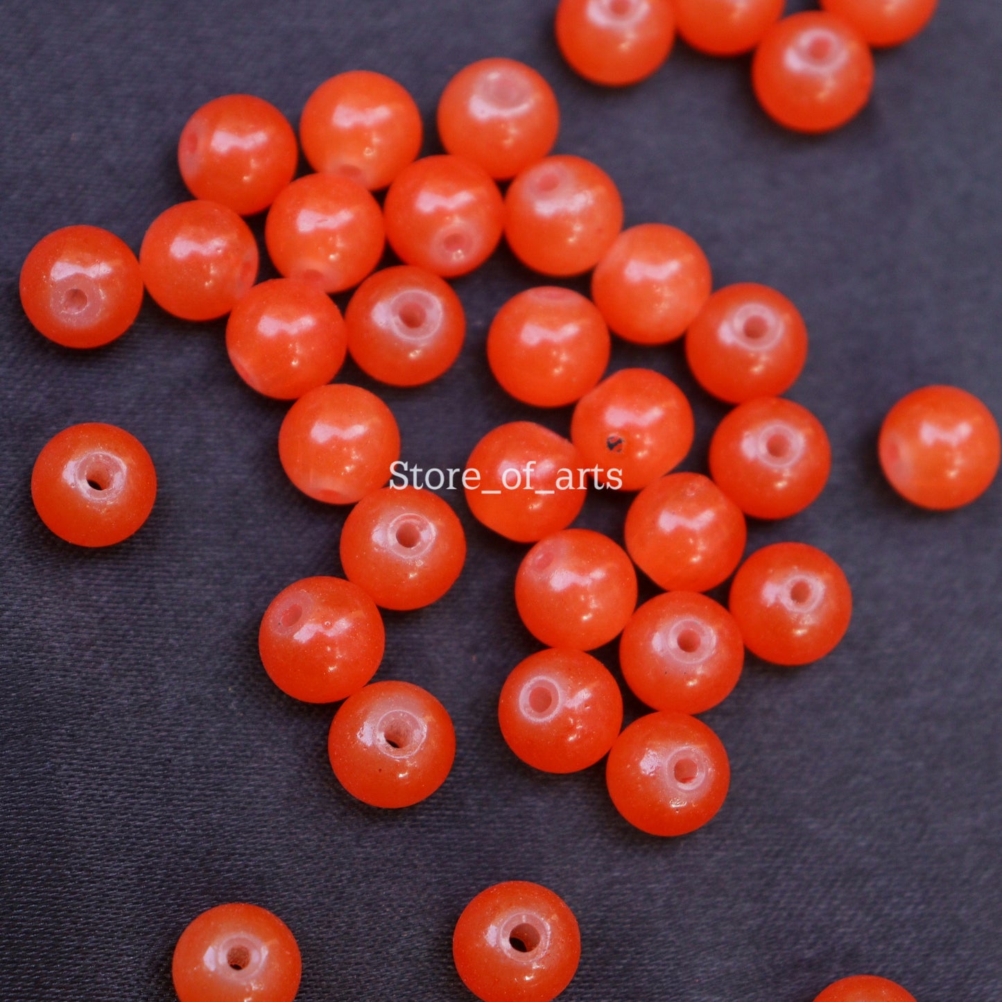 Orange Glass Beads of 8mm for jewelry making, DIY craft and many more.