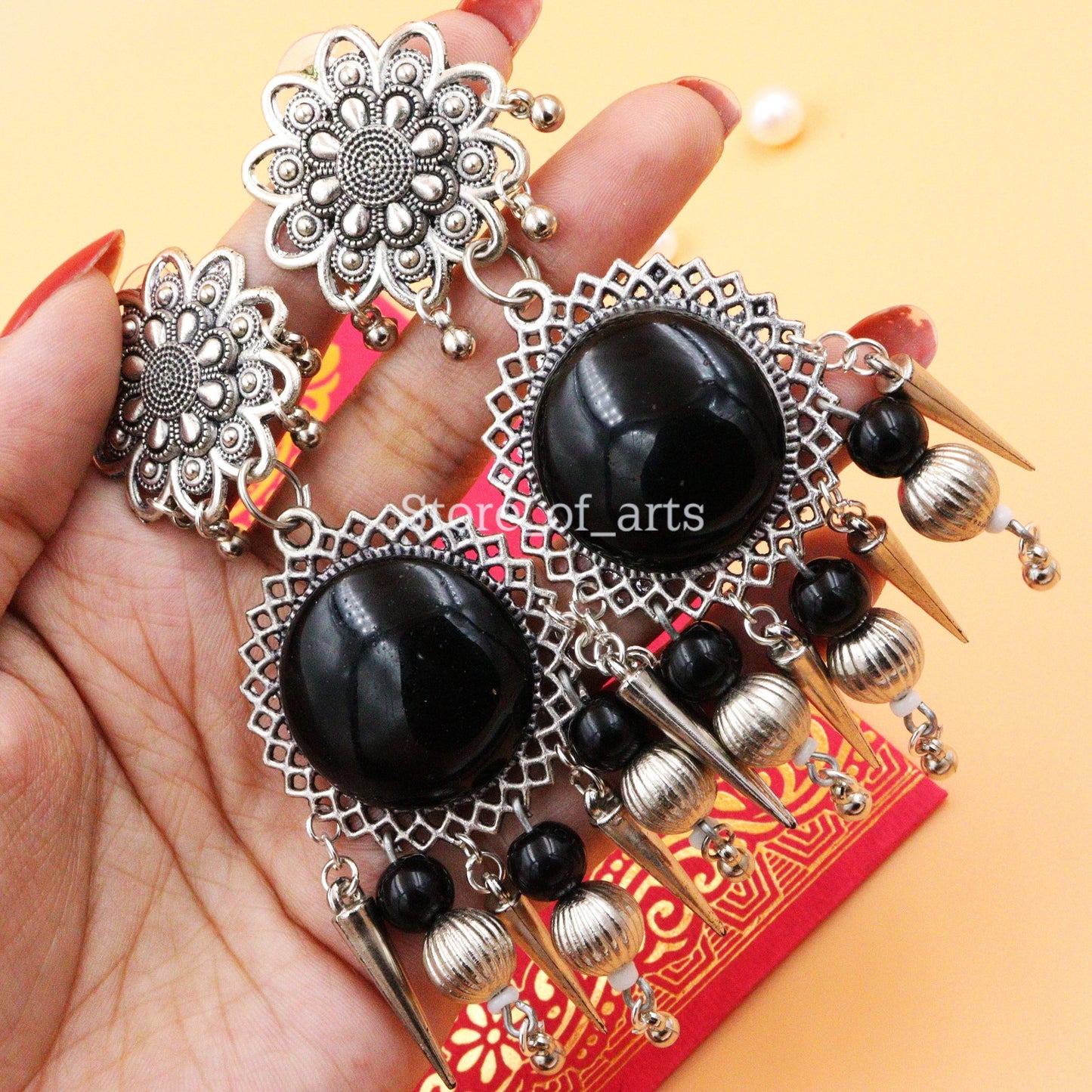 Black party wear earrings for women