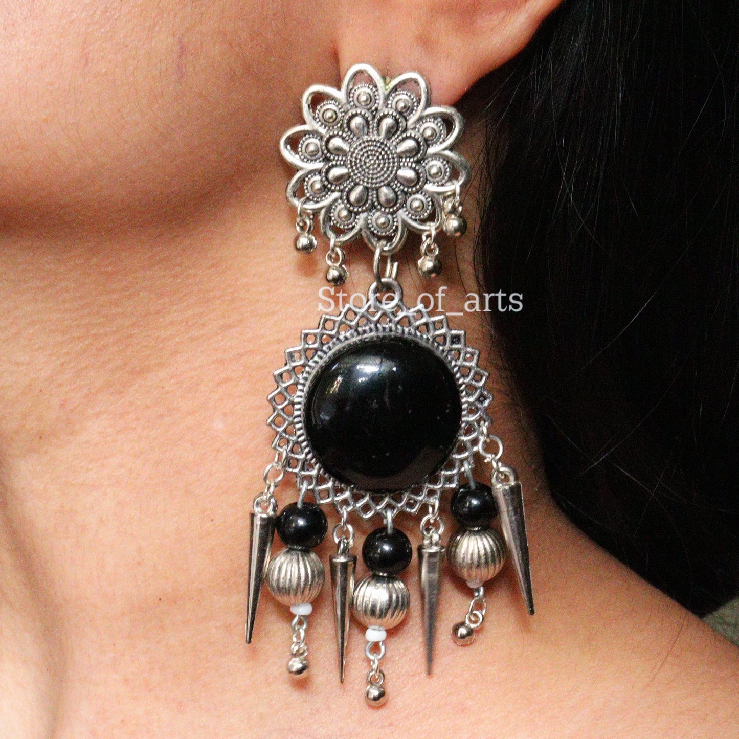 Black party wear earrings for women