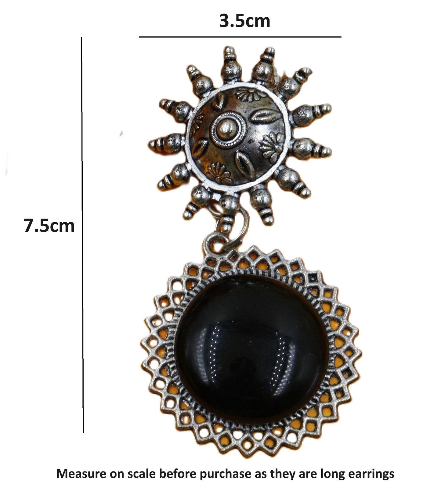 White oxidized earrings for women