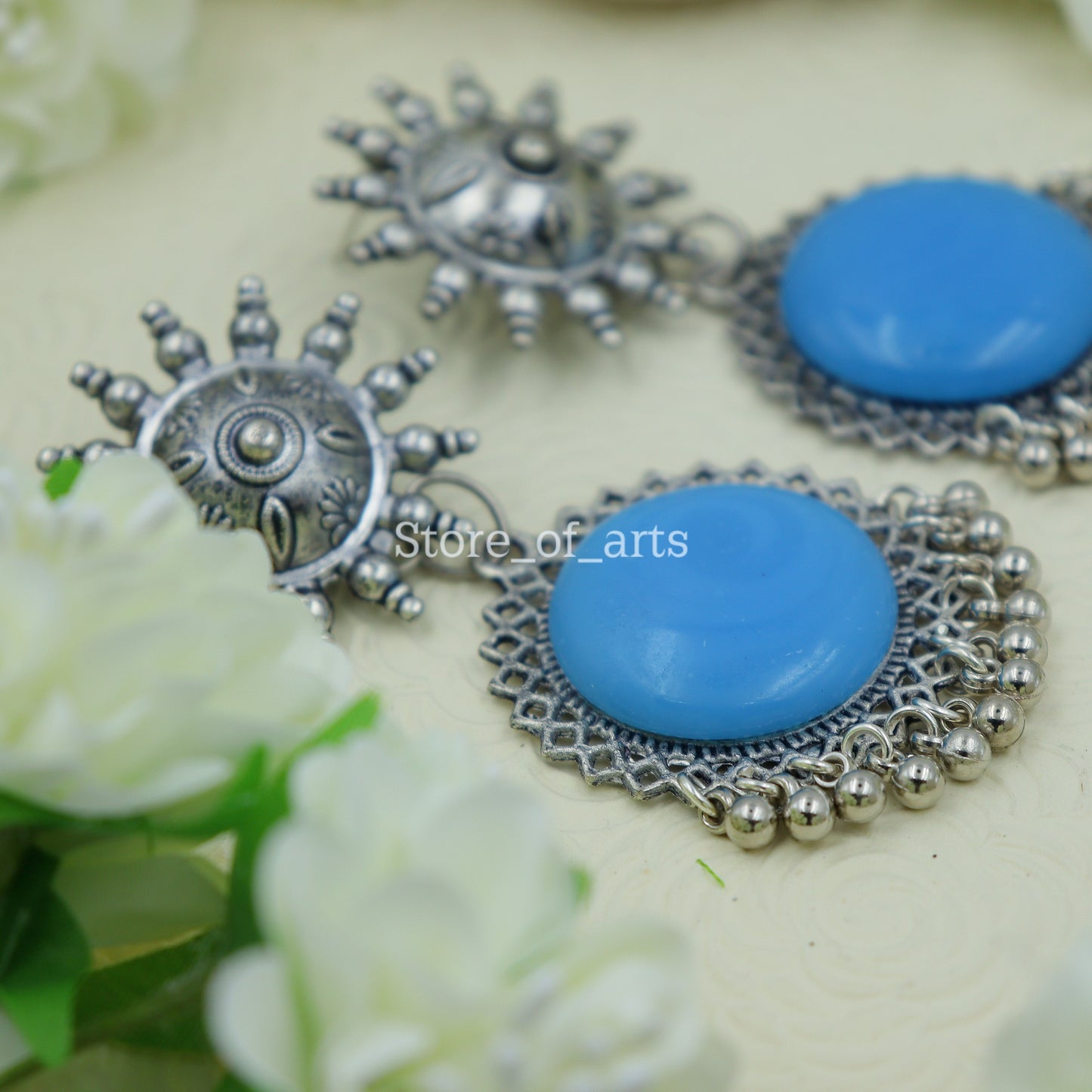 Blue party wear earrings for women
