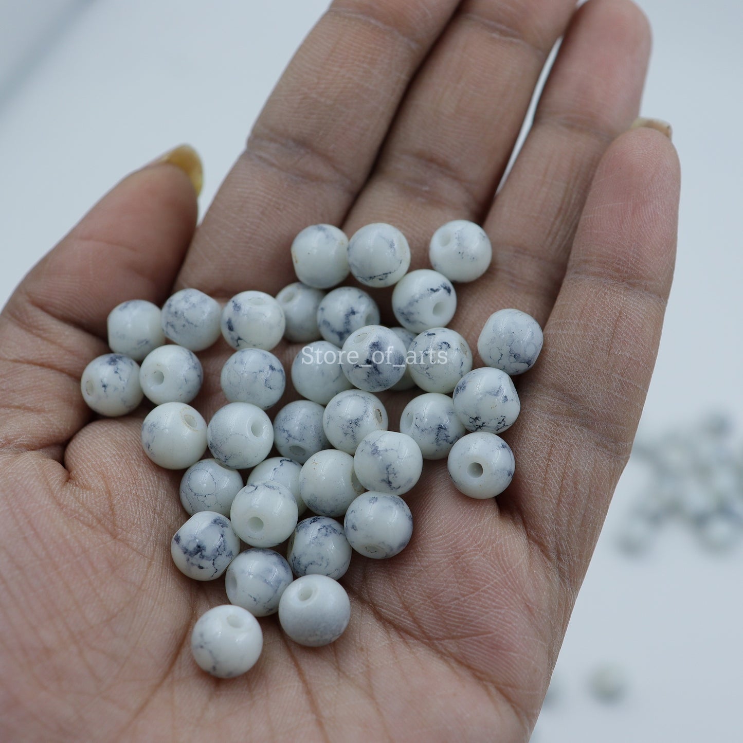 Marble Effect Round Glass beads of 8mm with Matte Finish, Pack include 200pcs