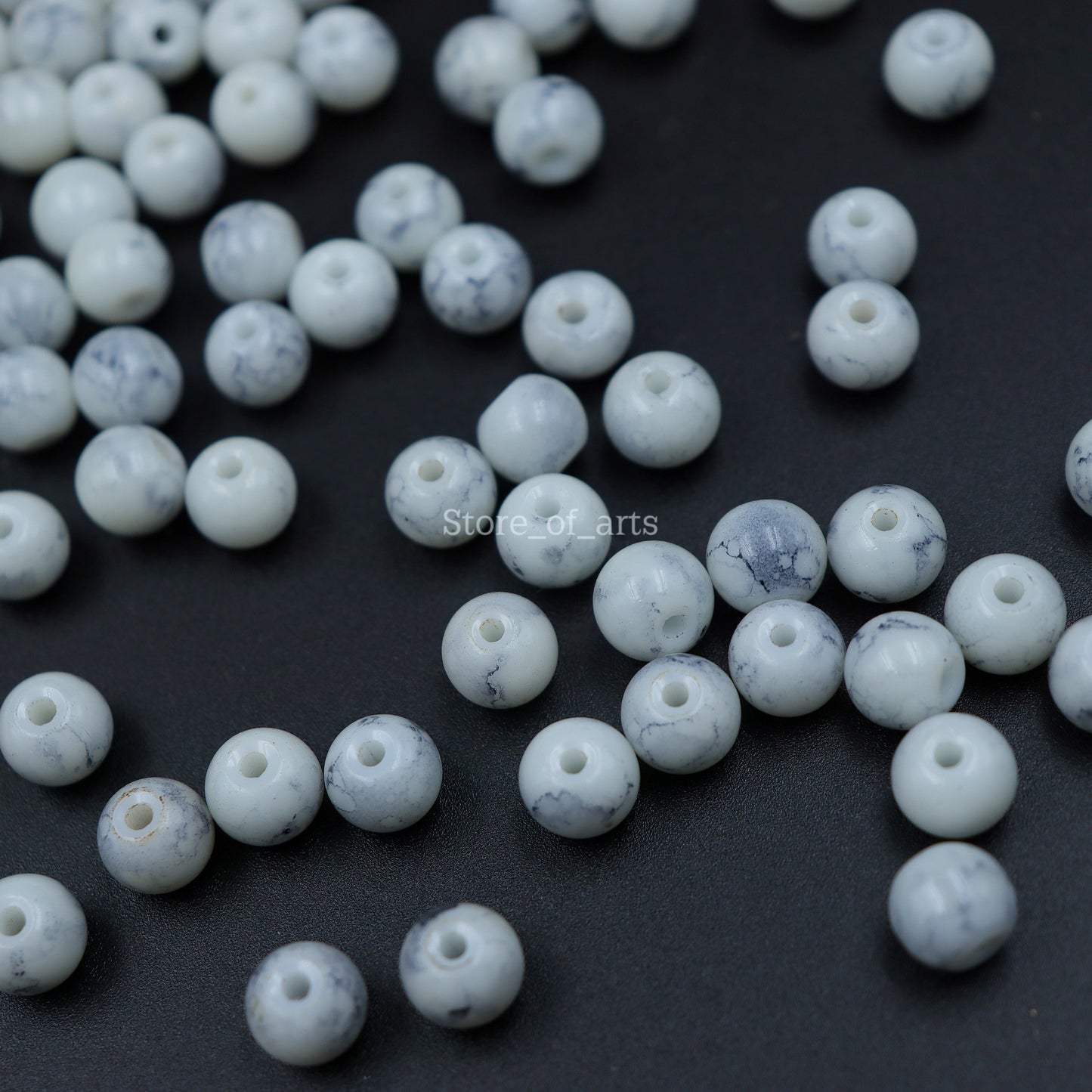 Marble Effect Round Glass beads of 8mm with Matte Finish, Pack include 200pcs