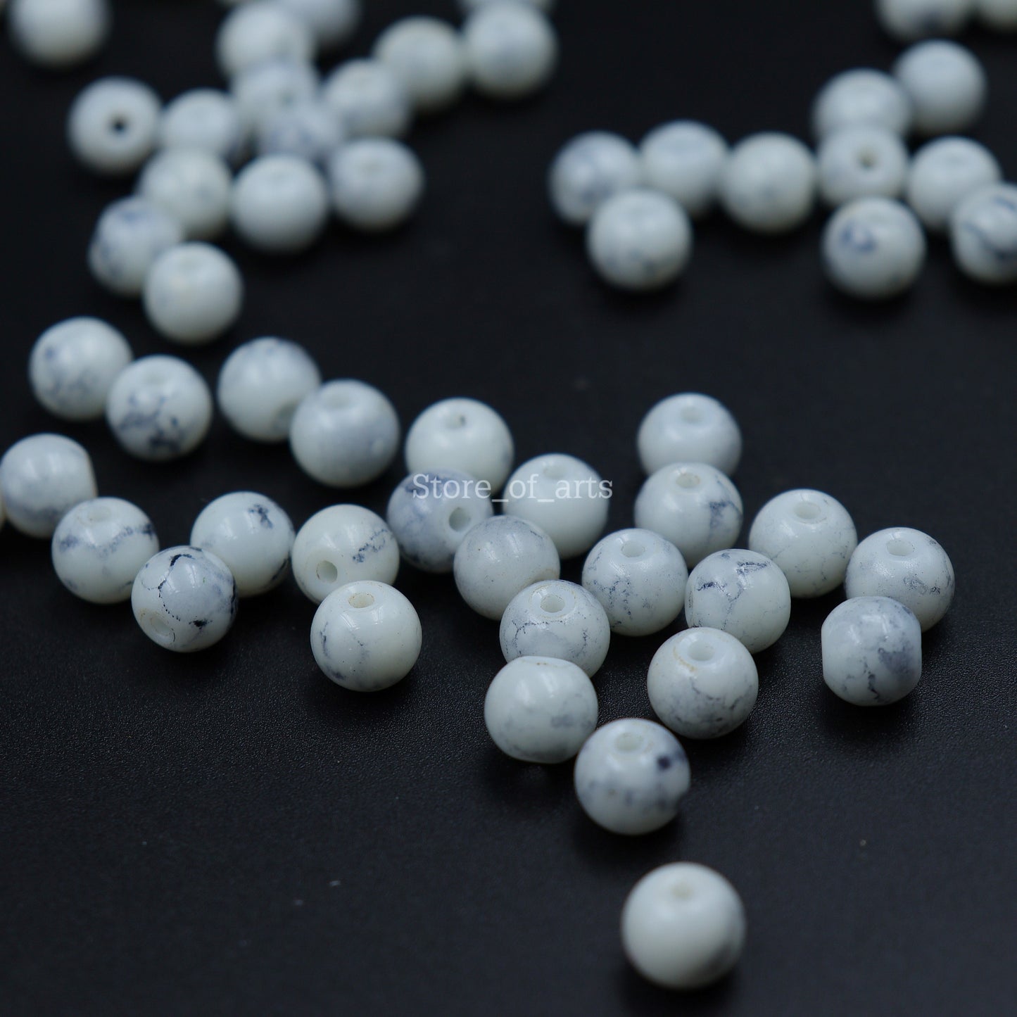 Marble Effect Round Glass beads of 8mm with Matte Finish, Pack include 200pcs