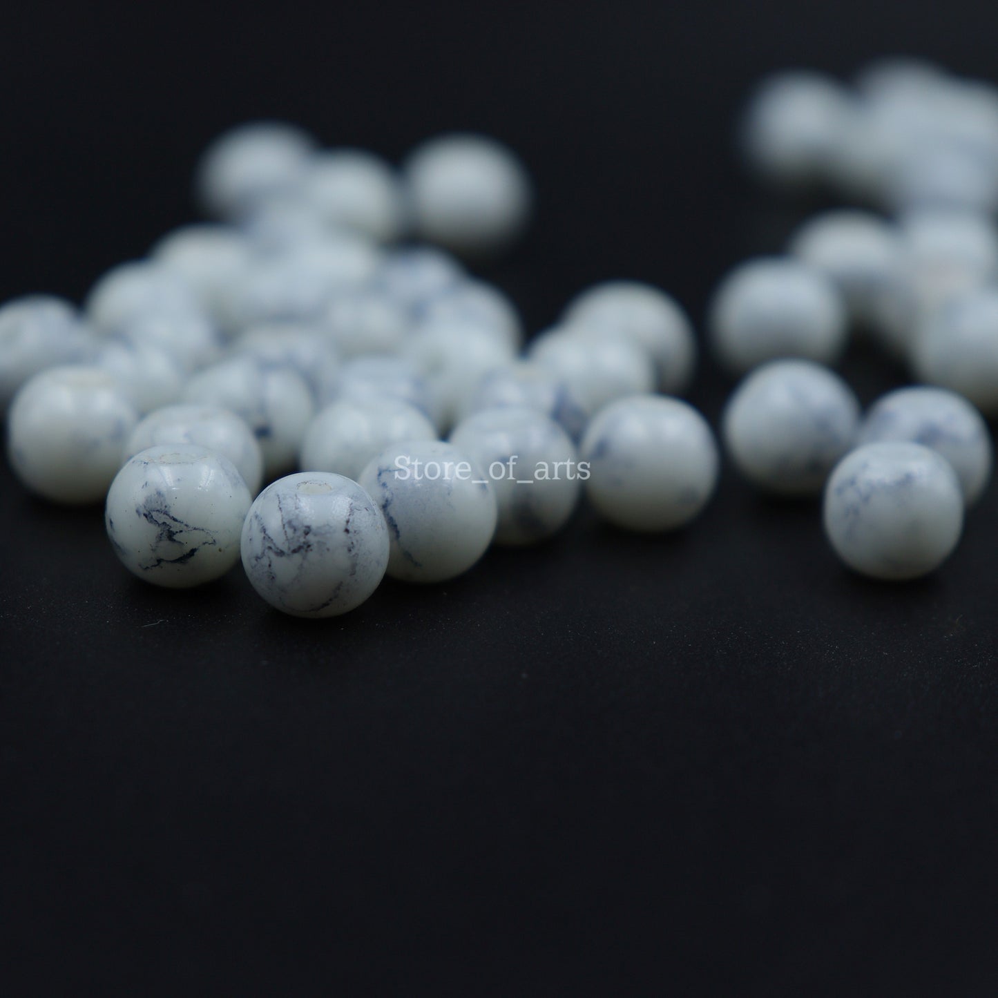 Marble Effect Round Glass beads of 8mm with Matte Finish, Pack include 200pcs