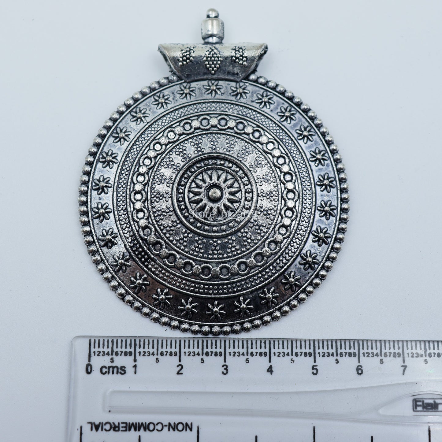 Oxidized Silver Round Pendant For Necklace Making, Pack of 10pcs