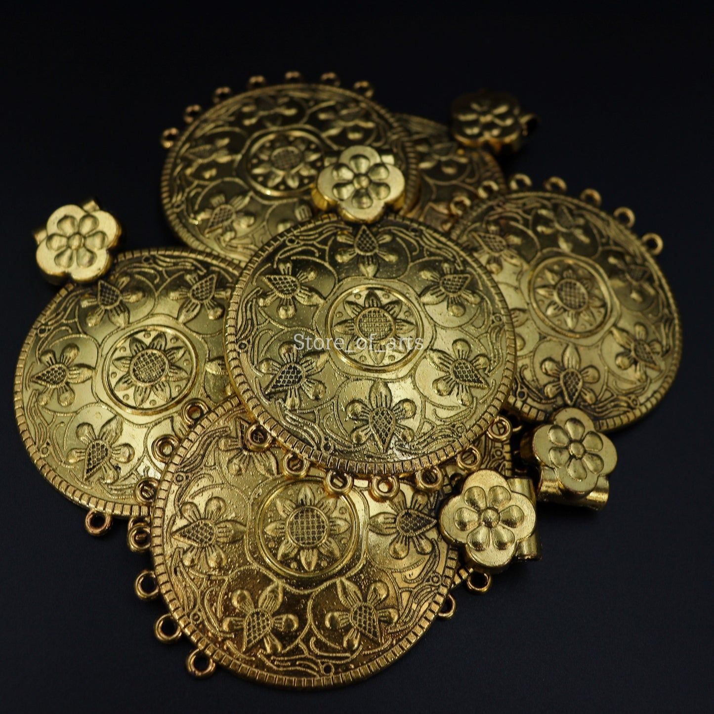 Bombay Gold Round Pendant For Necklace Making, Pack of 10pcs