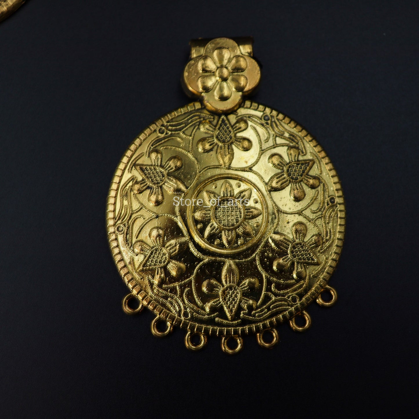 Bombay Gold Round Pendant For Necklace Making, Pack of 10pcs