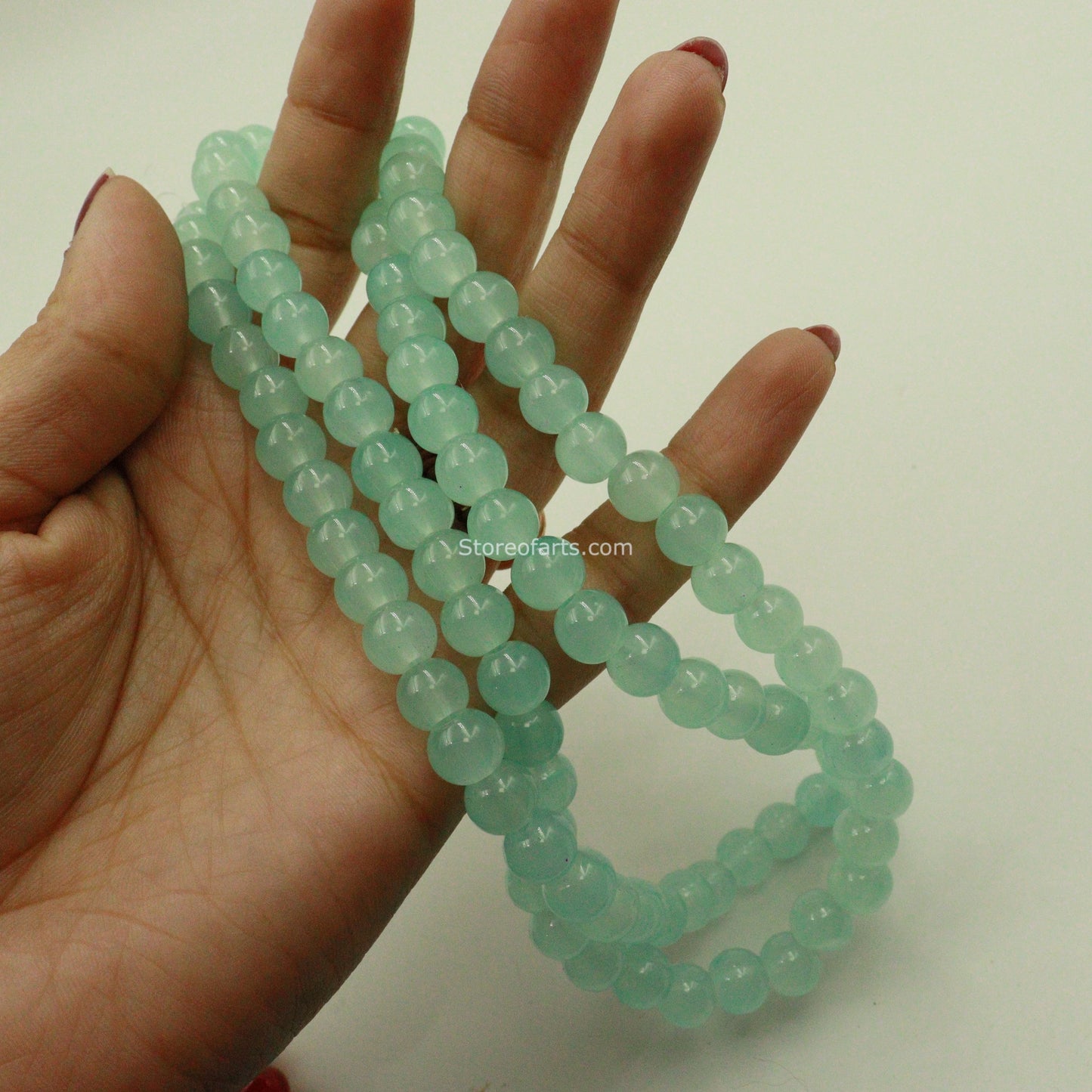 Crystal Glass Beads Kit, Clear, Mint Green and Complementary Round Beads, DIY Jewelry Making Supplies (Pack of 300 beads 100 beads each color)