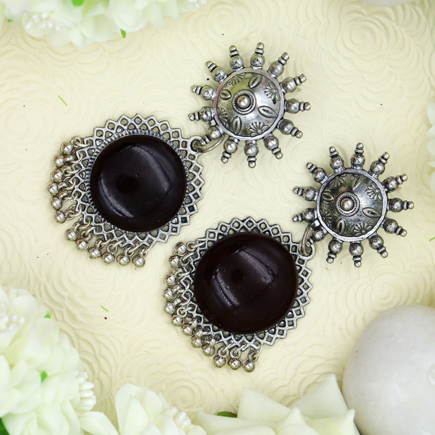 Black party wear earrings for women