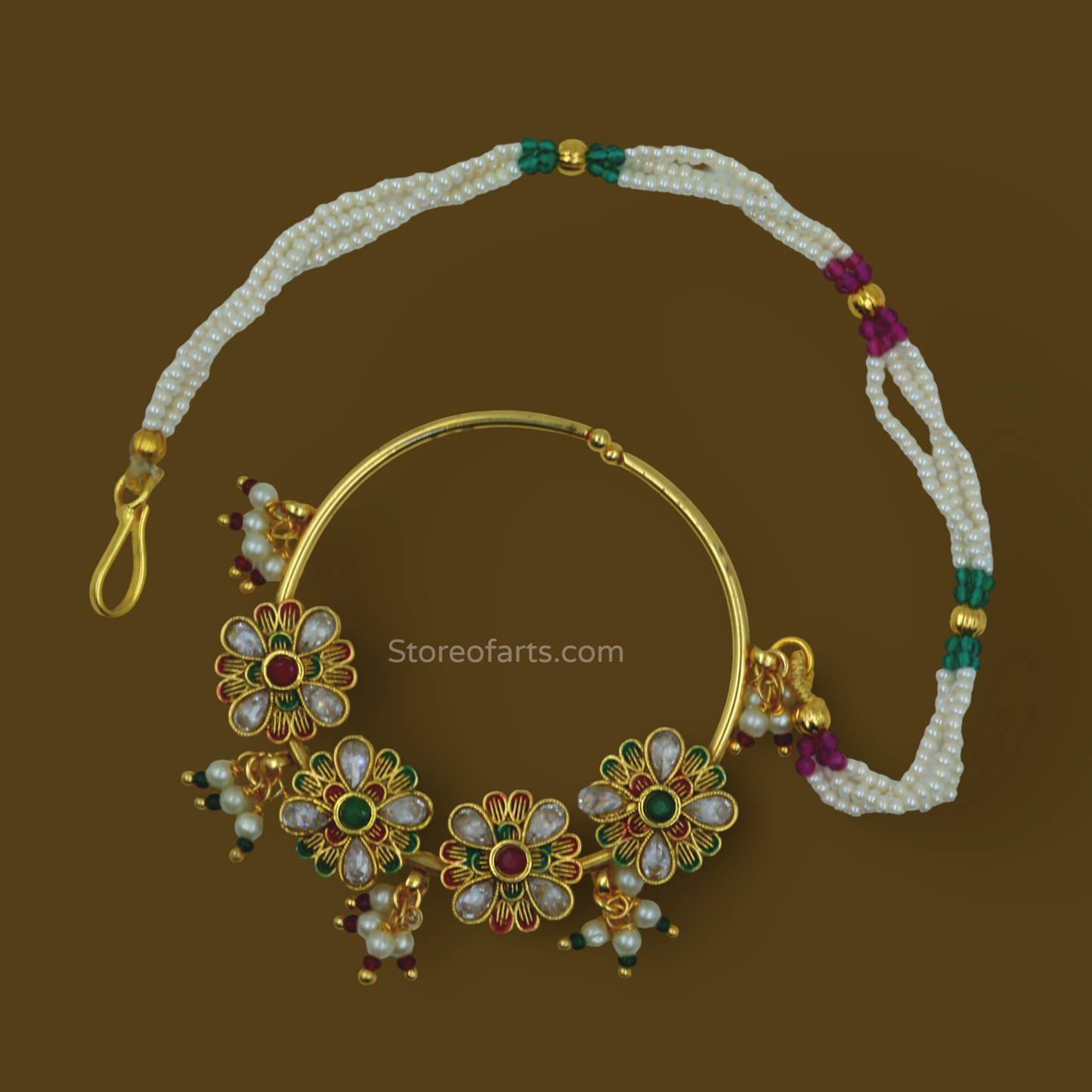 Premium Nath Ring with Elegant Chain | Elevate Your Traditional Look with Anti Tarnish Jewelry