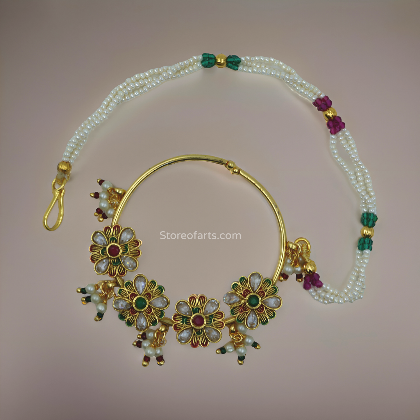 Premium Nath Ring with Elegant Chain | Elevate Your Traditional Look with Anti Tarnish Jewelry