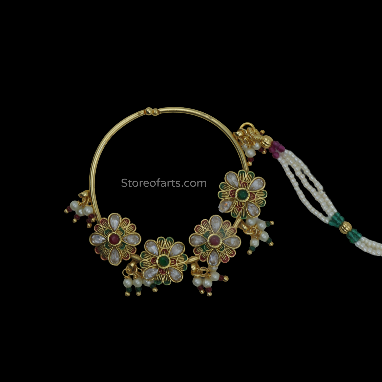 Premium Nath Ring with Elegant Chain | Elevate Your Traditional Look with Anti Tarnish Jewelry