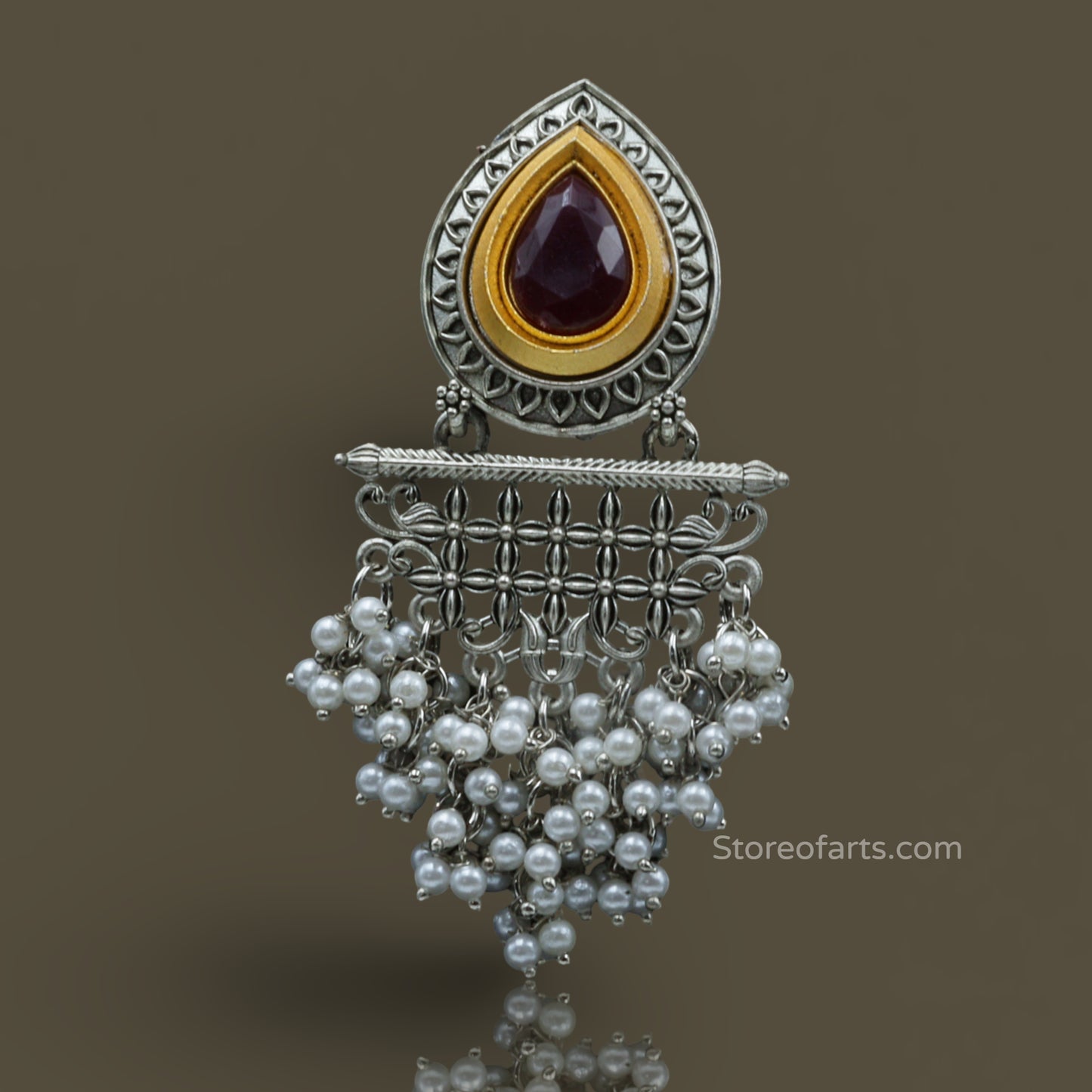 Golden Glow: Handcrafted German Silver Earrings with a Touch of Gold