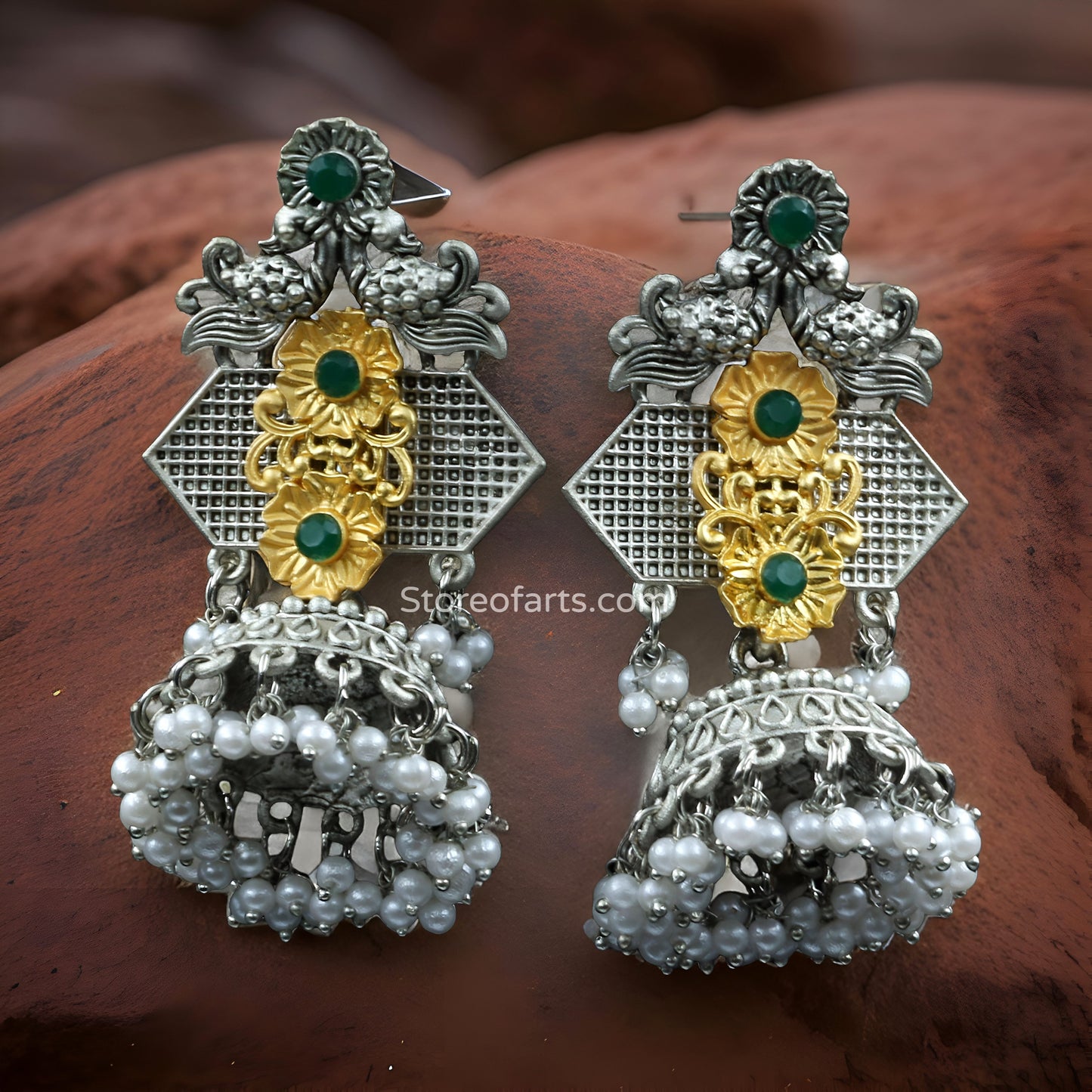 Antique Aura: Vintage Charm German Silver Earrings for Women