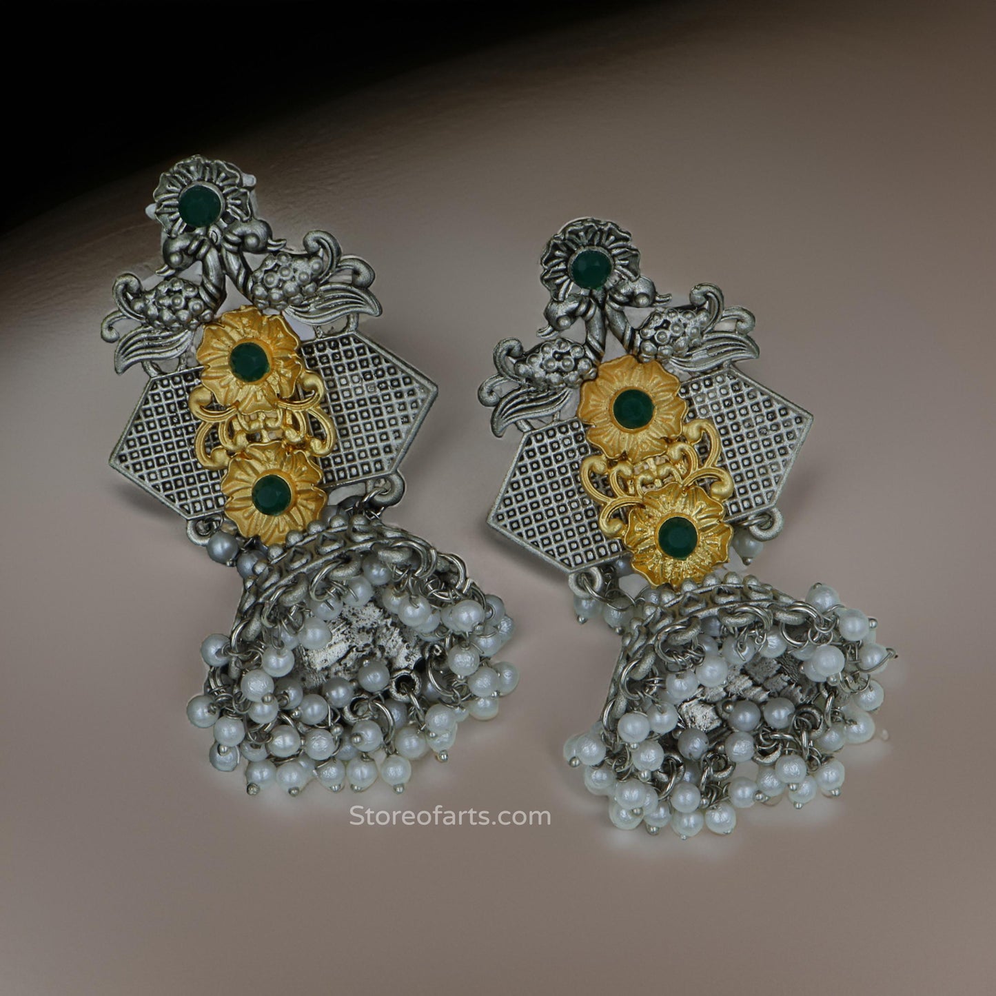 Antique Aura: Vintage Charm German Silver Earrings for Women