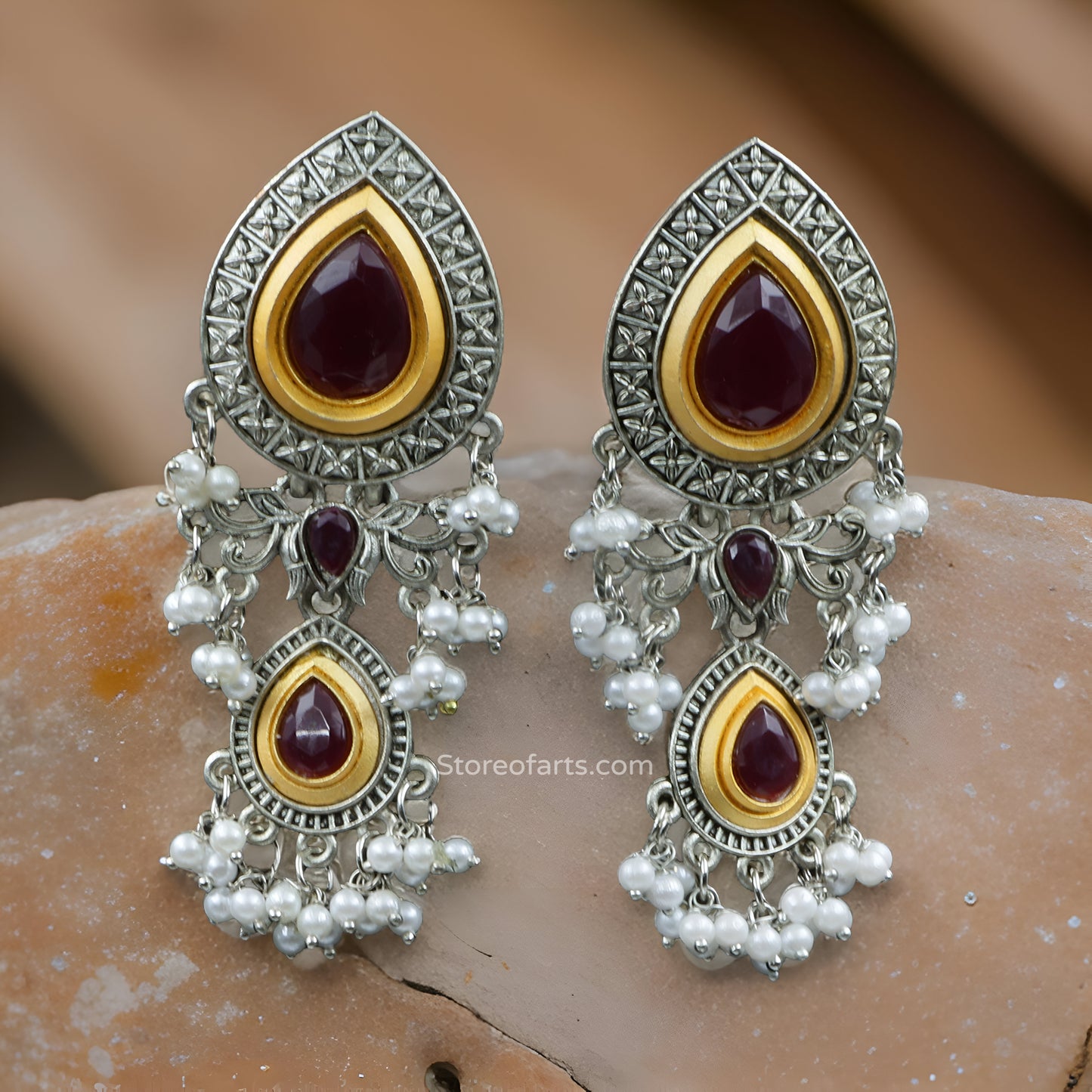 Accessorize with Women's Stone Earrings in German Silver