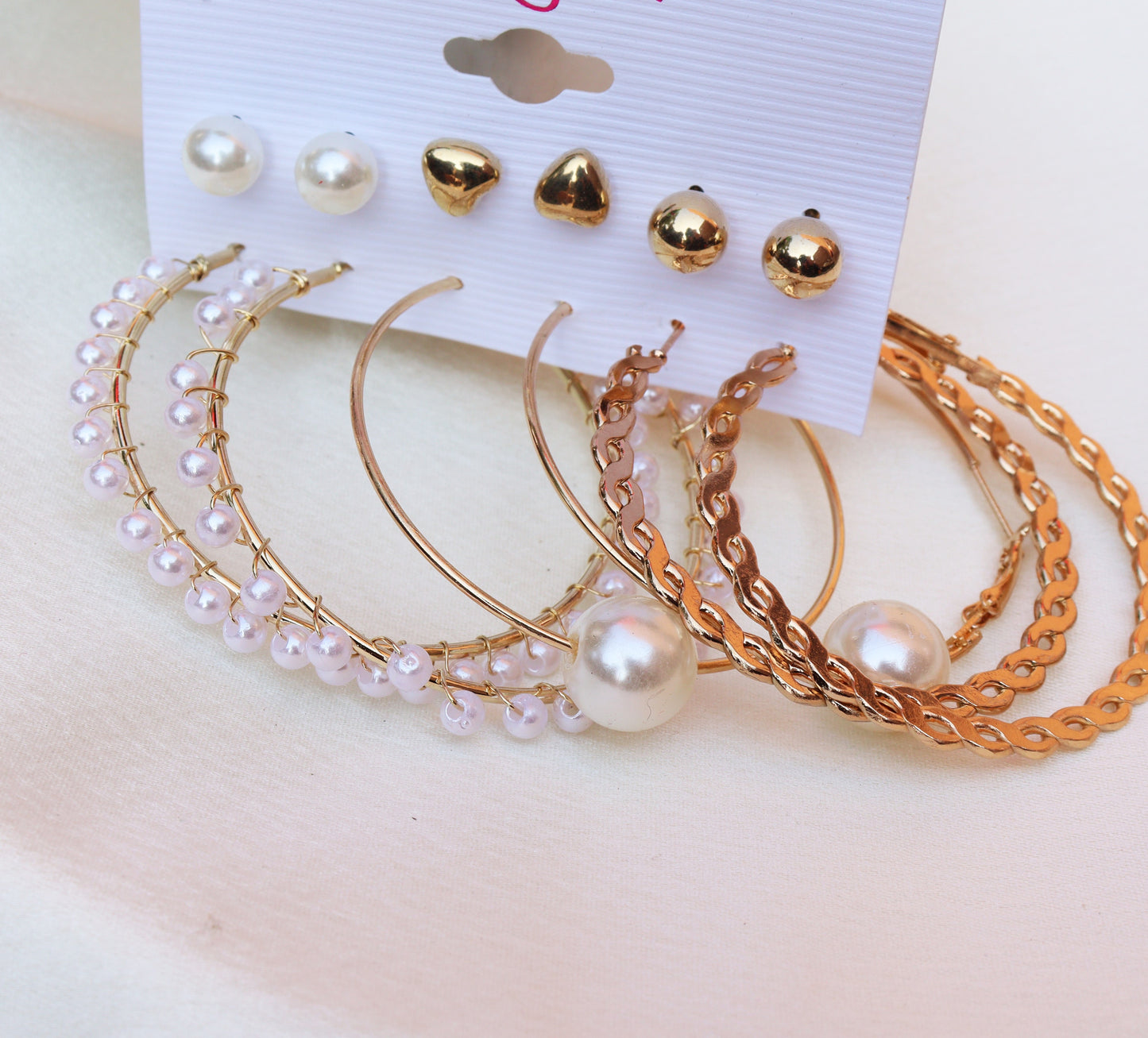 Combo Earrings for Women | set of 6 earrings | Trendy pearl Studs and Hoop Earrings