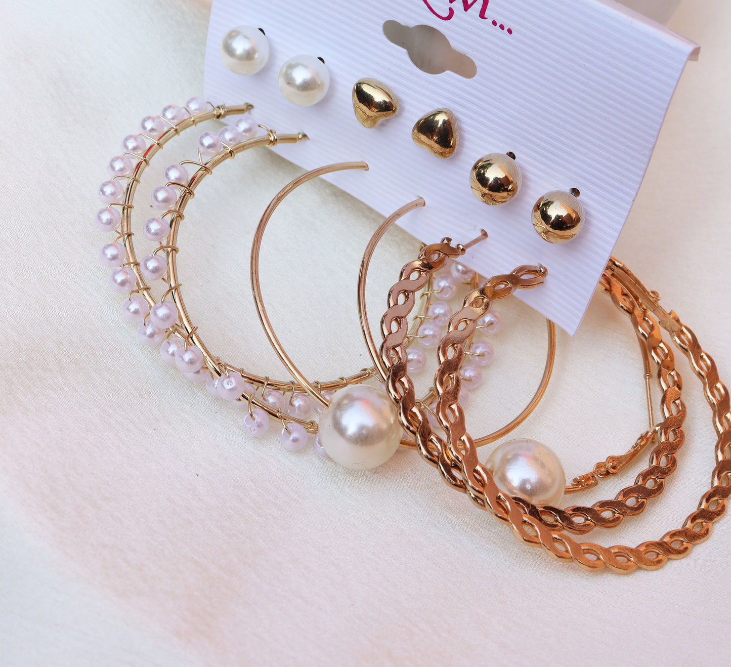Combo Earrings for Women | set of 6 earrings | Trendy pearl Studs and Hoop Earrings