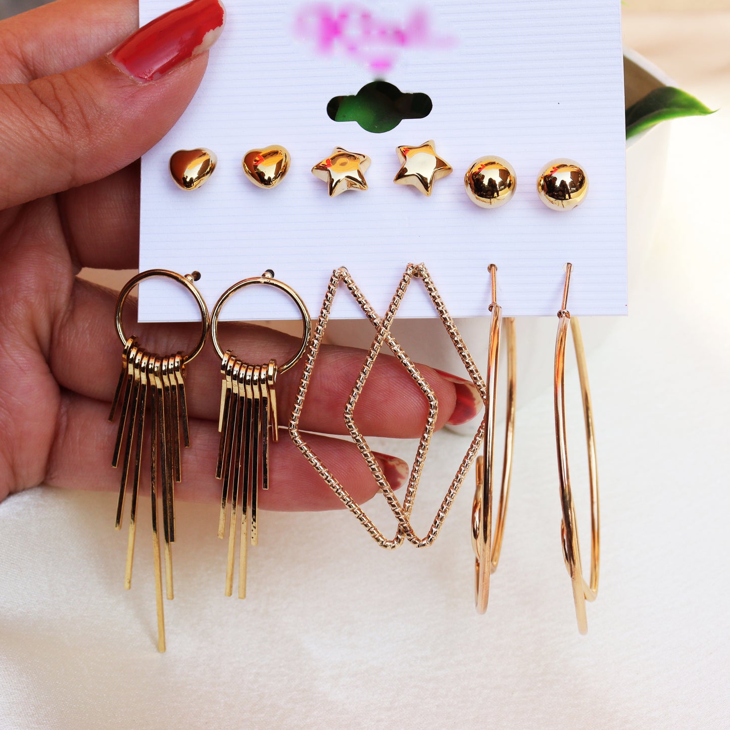 Combo Golden Earrings for Women | set of 6 earrings | Trendy Gold Studs and Hoop Earrings