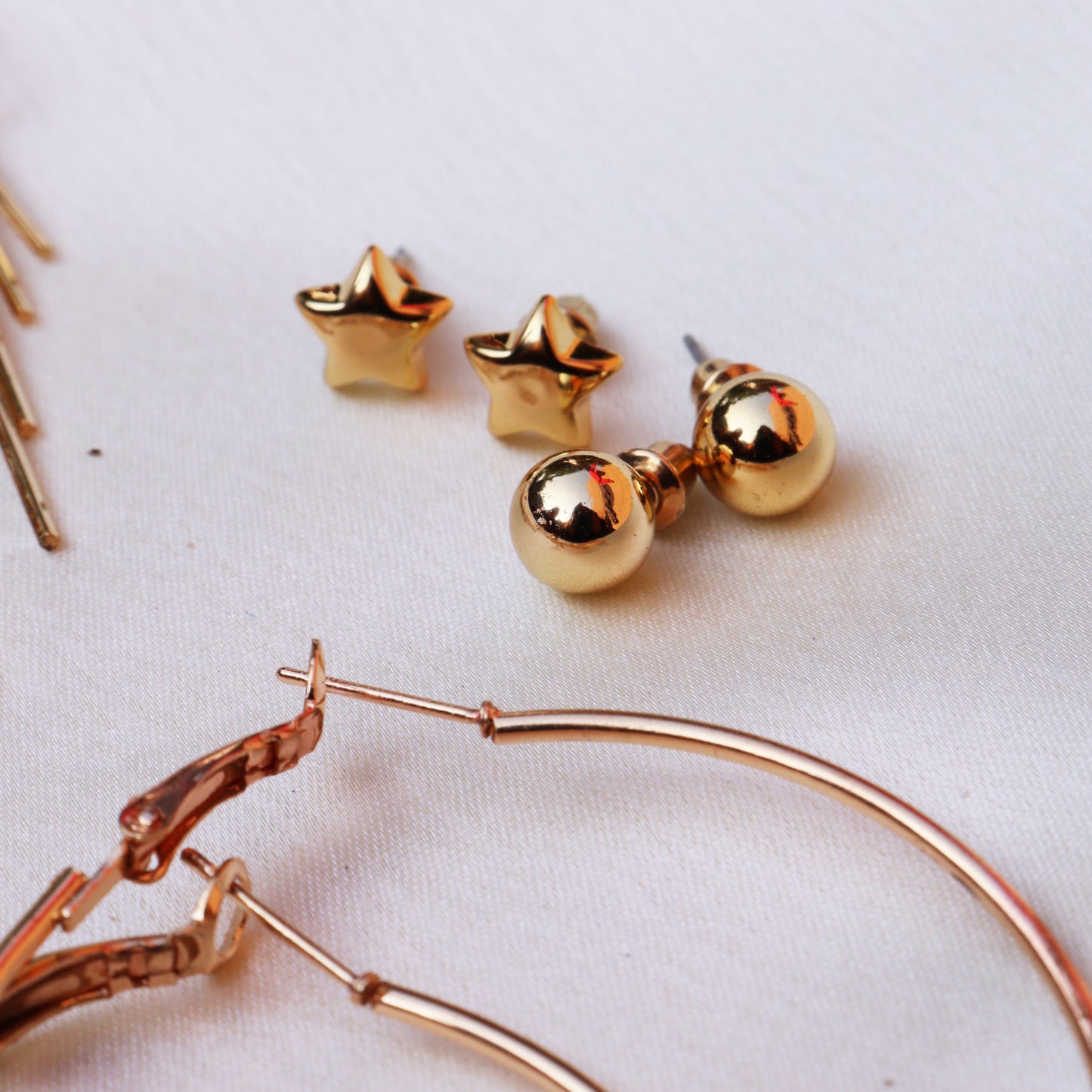 Combo Golden Earrings for Women | set of 6 earrings | Trendy Gold Studs and Hoop Earrings