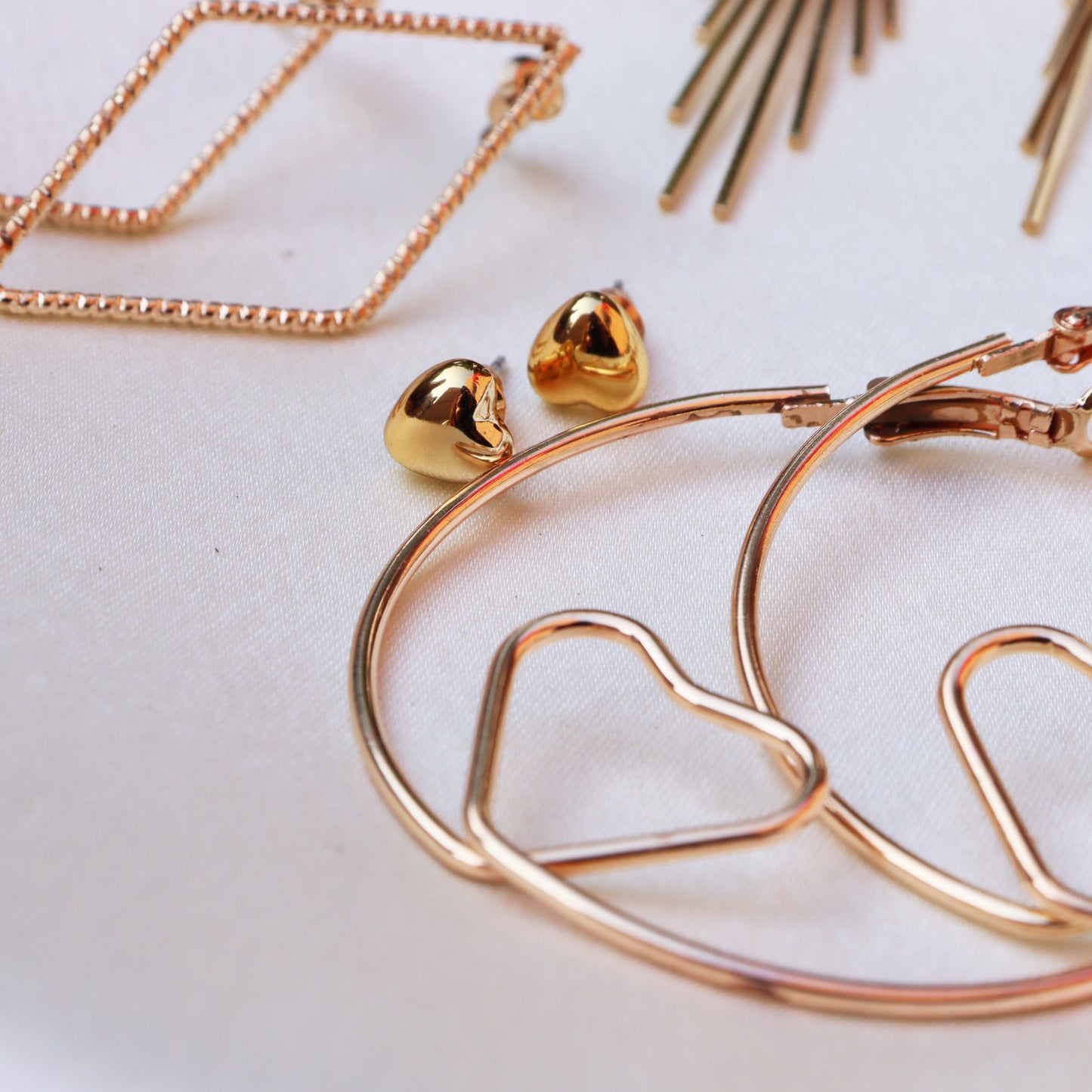 Combo Golden Earrings for Women | set of 6 earrings | Trendy Gold Studs and Hoop Earrings