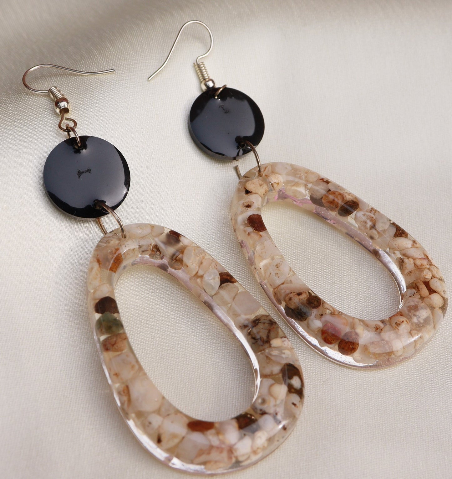 Sea Stoned Handmade Earrings for Women, Set of 1 (Black)