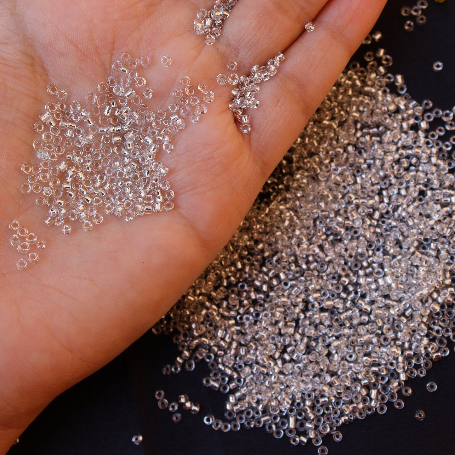 Seed Glass Beads kit of 2mm (11/0) Golden and Silver Beads, Pack of 2 (50gm each, total 100gm)