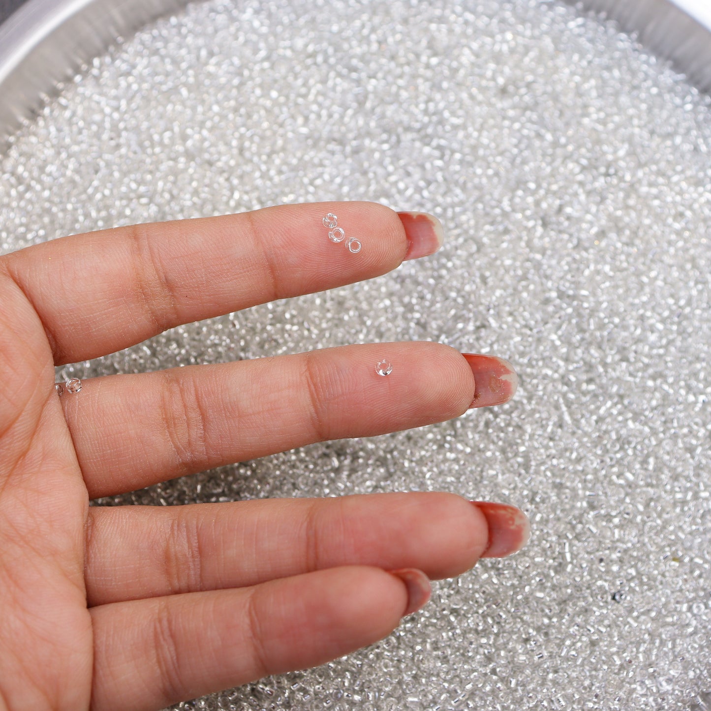 Seed Glass Beads kit of 2mm (11/0) Golden and Silver Beads, Pack of 2 (50gm each, total 100gm)