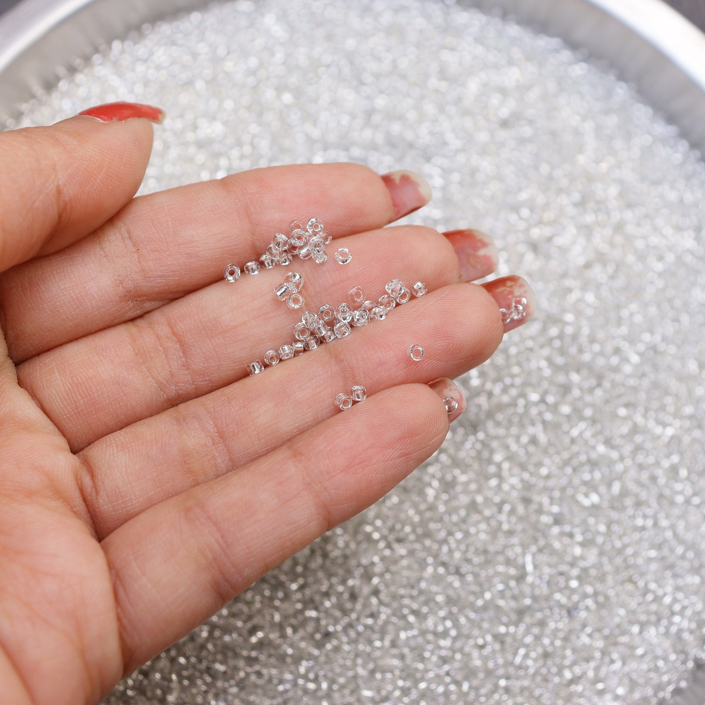 Seed Glass Beads kit of 2mm (11/0) Golden and Silver Beads, Pack of 2 (50gm each, total 100gm)