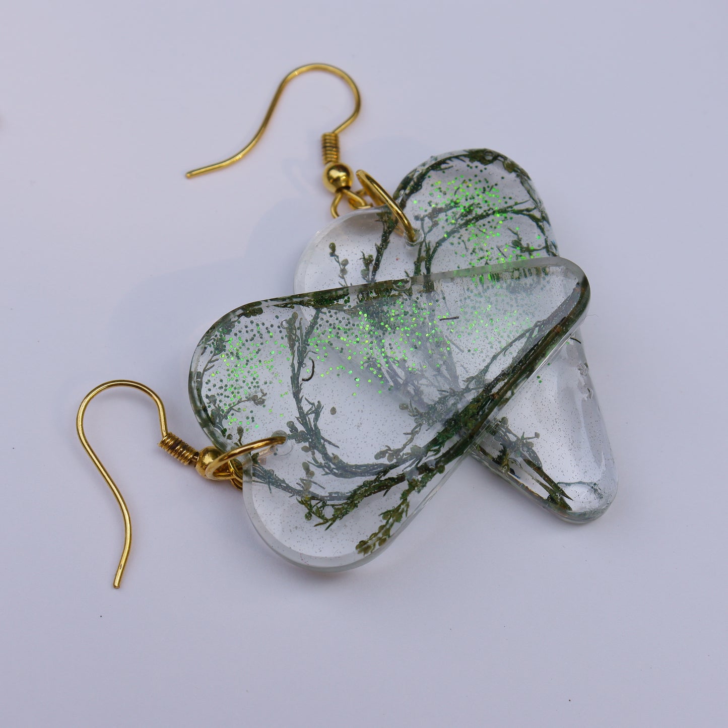 Nature inspired Heart earrings for women, set of 1 (green)