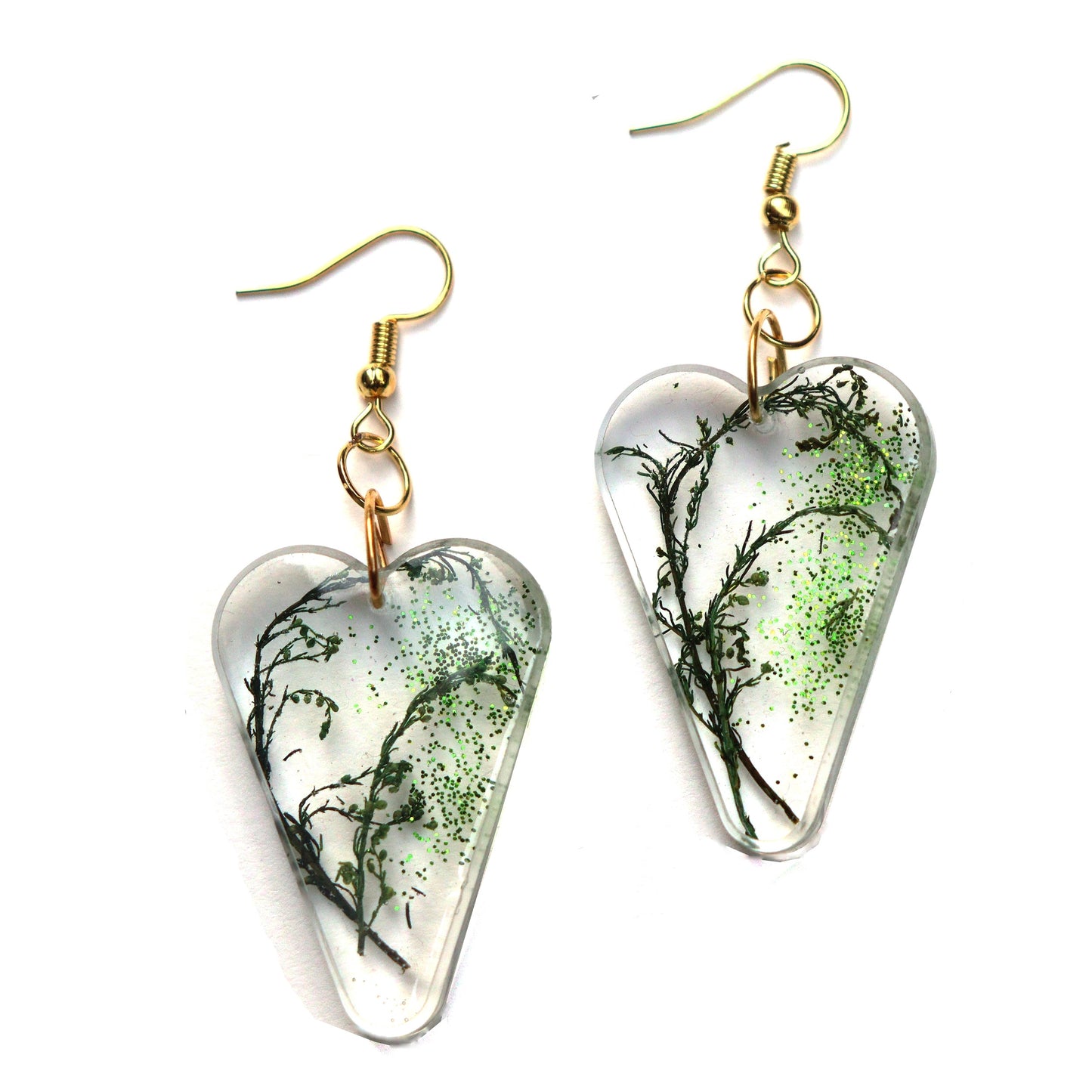 Nature inspired Heart earrings for women, set of 1 (green)