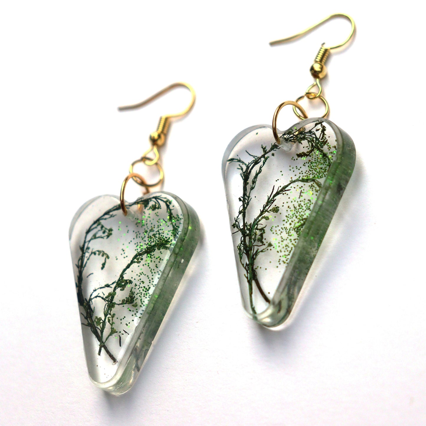 Nature inspired Heart earrings for women, set of 1 (green)