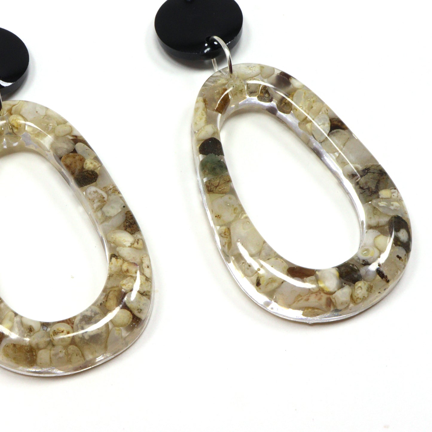 Sea Stoned Handmade Earrings for Women, Set of 1 (Black)