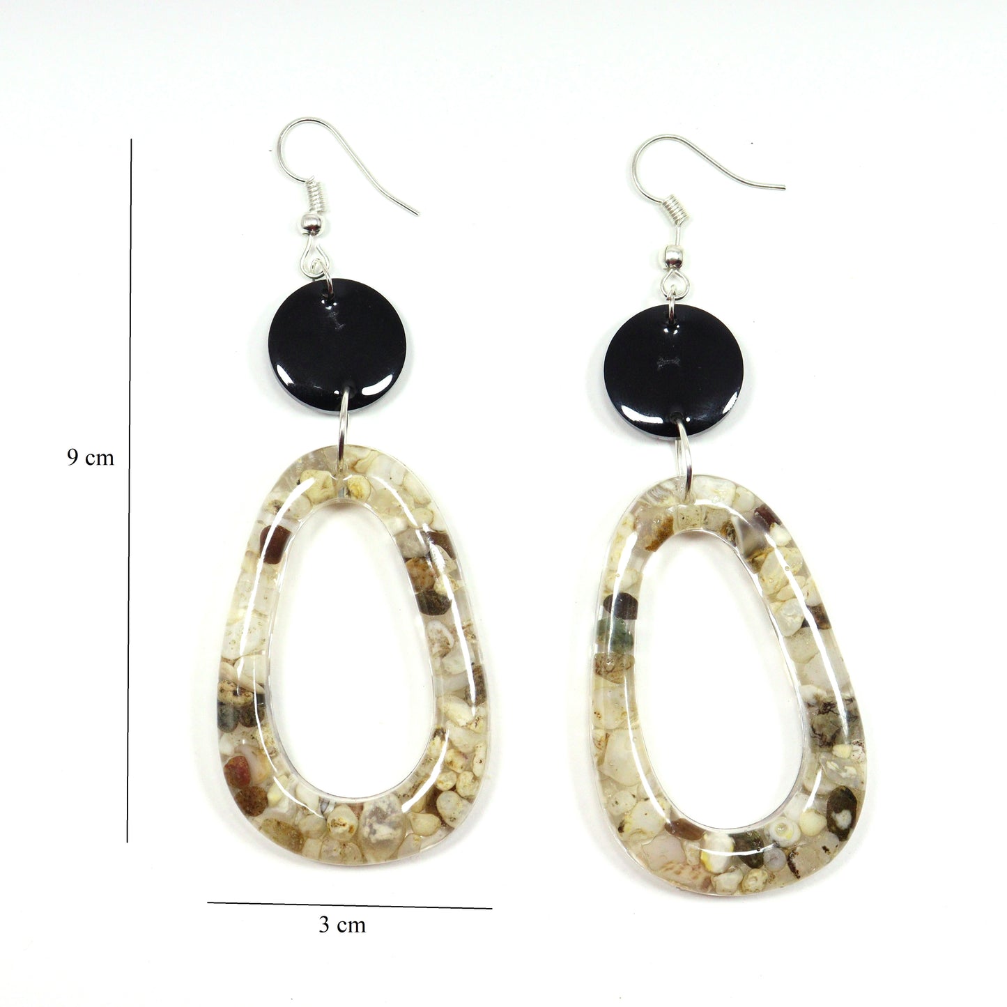Sea Stoned Handmade Earrings for Women, Set of 1 (Black)