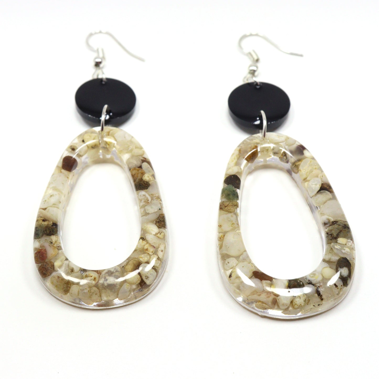 Sea Stoned Handmade Earrings for Women, Set of 1 (Black)