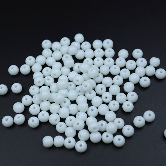 White Round Glass beads of 8mm with Matte Finish, Pack include 200pcs